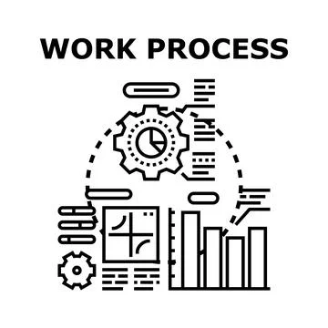 Work process concept illustrating business data analysis Illustrazione stock