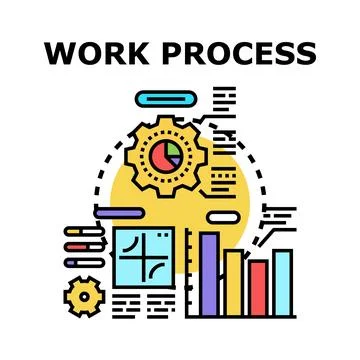 Work process concept illustrating business data analysis 스톡 일러스트