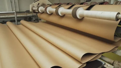 Work process at a factory producing paper, corrugated cardboard from waste paper Stock Footage 282668862
