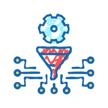 Work process filtration icon doodle illustration Stock Illustration