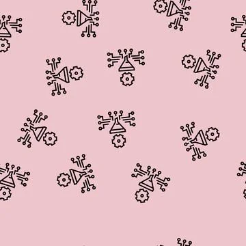 Work process filtration line seamless pattern 库存插图