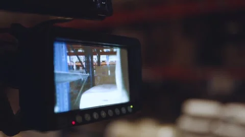 The work process of the forklift driver, the camera on the forklift Stock Footage 241298607