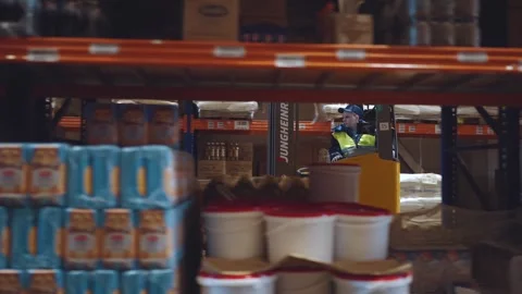 The work process of the forklift driver Stock Footage 241272735