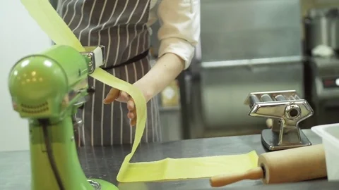 Work process in the kitchen of the catering restaurant cafe. Cooking of a thin Stock Footage 74718272