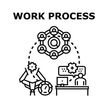 Work process management and team collaboration illustration イラスト素材