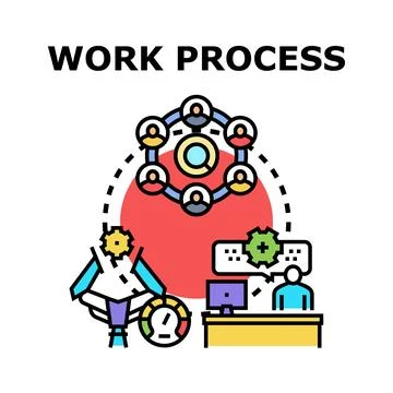 Work process management and team collaboration illustration Stock Illustration