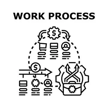 Work process managing business development strategy diagram Stock Illustration