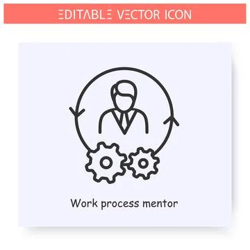 Work process mentor icon. Editable illustration Stock Illustration
