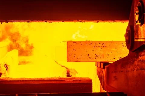 Work process in metallurgical engineering at manufactory of steel plant Stock-Fotos