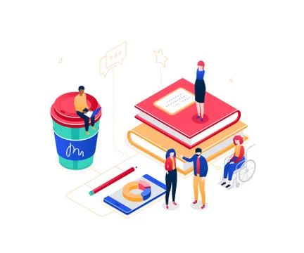 Work process - modern vector isometric colorful illustration Stock Illustration