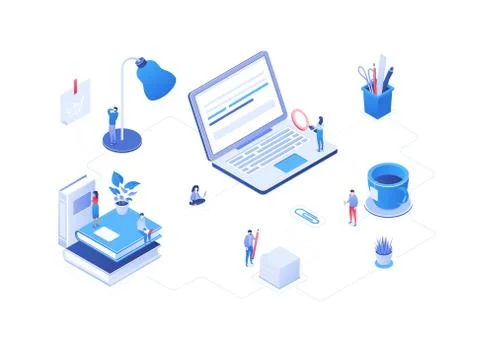 Work process - modern vector isometric colorful illustration Stock Illustration