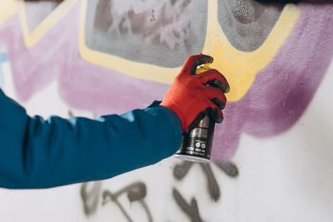 Work process, spray painting, paints Stock Photos