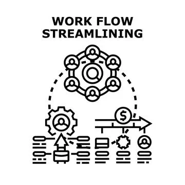 Work process streamlining optimizing business efficiency and teamwork 库存插图