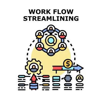 Work process streamlining optimizing business efficiency and teamwork Stock Illustration