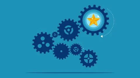 Work process of success. Star gear mechanism 스톡 일러스트