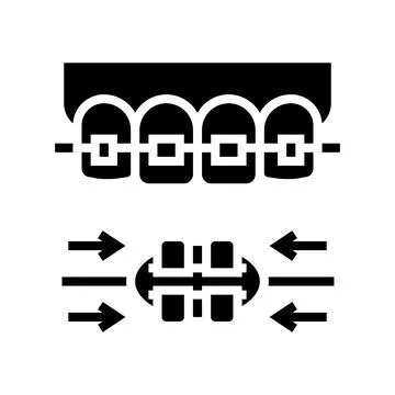 Work process tooth braces glyph icon vector illustration Stock Illustration