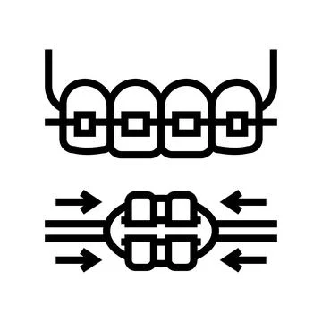 Work process tooth braces line icon vector illustration Stock Illustration