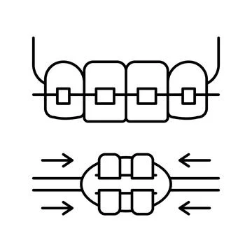 Work process tooth braces line icon vector illustration Stock Illustration