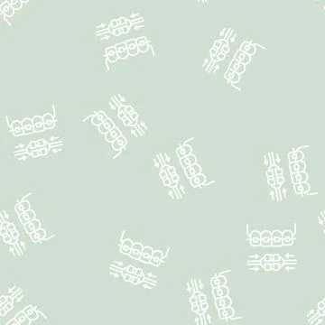 Work process tooth braces line seamless pattern Stock Illustration