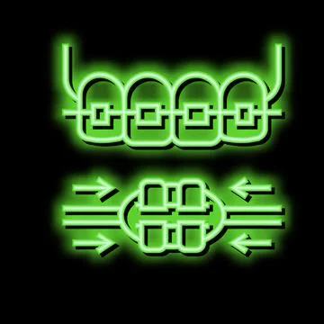 Work process tooth braces neon glow icon illustration Stock Illustration