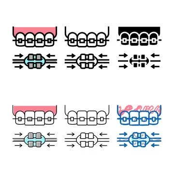 Work process tooth braces simplified color icon vector Stock Illustration