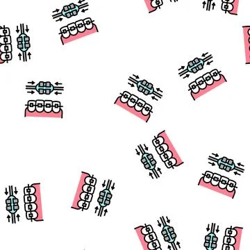 Work process tooth braces vector seamless pattern Stock Illustration