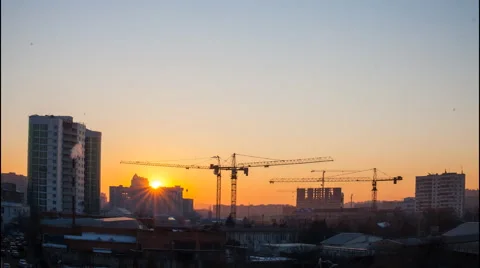 Work process tower cranes Stock Footage 46143384