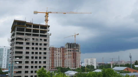 Work process tower cranes Stock Footage 68952042