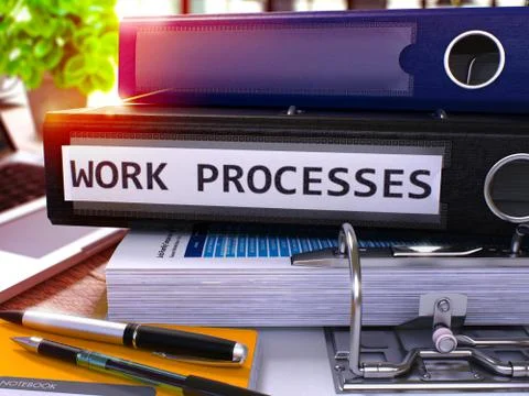 Work Processes on Black Ring Binder. Blurred, Toned Image Stock Illustration