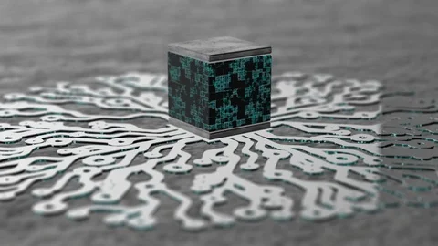 The work of the processor standing on the tree from the computer boards. process Stock Footage 83987437