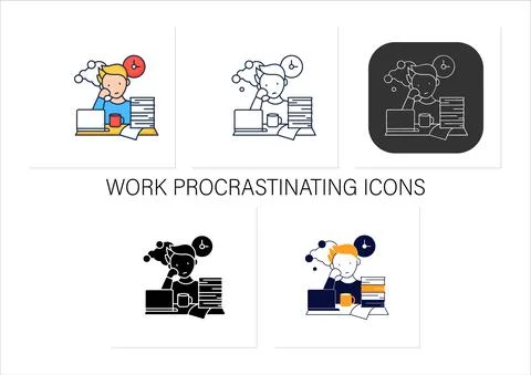 Work procrastinating icons set イラスト素材