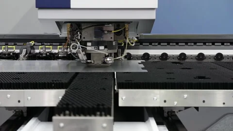 The work of a production automatic machine for metal processing. Stock Footage 156525346