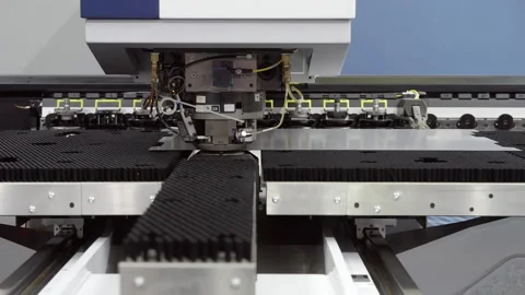 The work of a production automatic machine for metal processing. Stock Footage 156978271