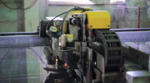 The work of the production machine. Moving glass. Window factory 4K Video stock 62721567