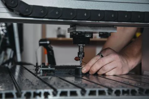 Work in production at the machine tool Stock Photos