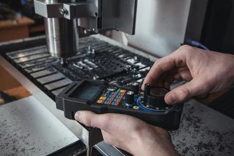 Work in production at the machine tool Stock Photos