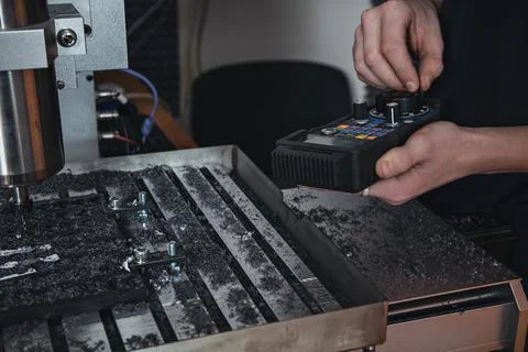 Work in production at the machine tool Stock Photos