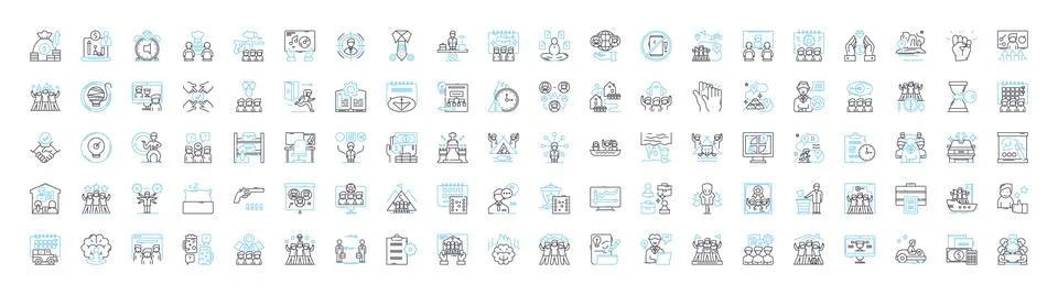 Work productivity vector line icons set. Efficiency, Productivity, Quality Stock Illustration