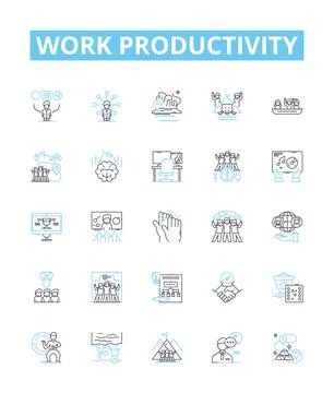 Work productivity vector line icons set. Efficiency, Productivity, Quality Stock Illustration