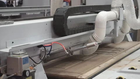 The work of professional equipment. CNC machine in action. Stock Footage 121373436