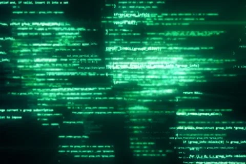 The work of program code in the technological space 3d illustration 스톡 일러스트