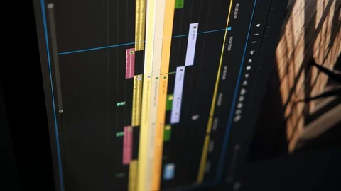 Work in the program for video close up. ork in the home office. Vertical shot 4k Stock Footage 128683154