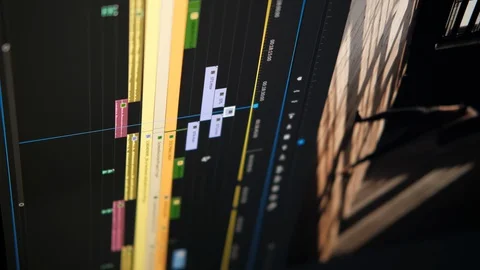 Work in the program for video close up. ork in the home office. Vertical shot 4k Stock Footage 128683259