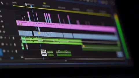 Work in the program for video editing on personal computer or laptop close up. Stock-Footage 254192501
