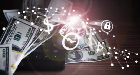 The work of a programmer and blogger on the Internet. Computer keyboard and.. Stock Photos