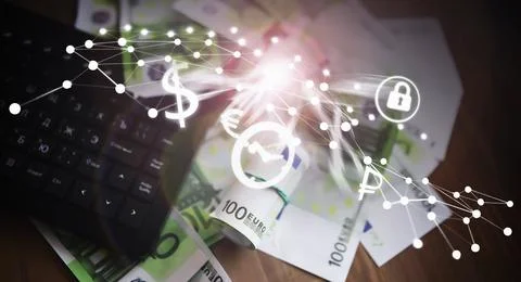 The work of a programmer and blogger on the Internet. Computer keyboard and.. 스톡 사진