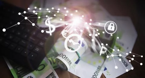 The work of a programmer and blogger on the Internet. Computer keyboard and.. Stock Photos