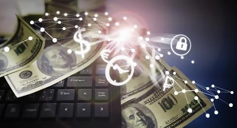 The work of a programmer and blogger on the Internet. Computer keyboard and.. Stock Photos