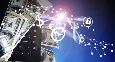 The work of a programmer and blogger on the Internet. Computer keyboard and.. 스톡 사진