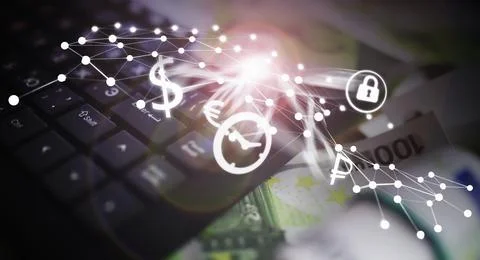 The work of a programmer and blogger on the Internet. Computer keyboard and.. Stock-Fotos